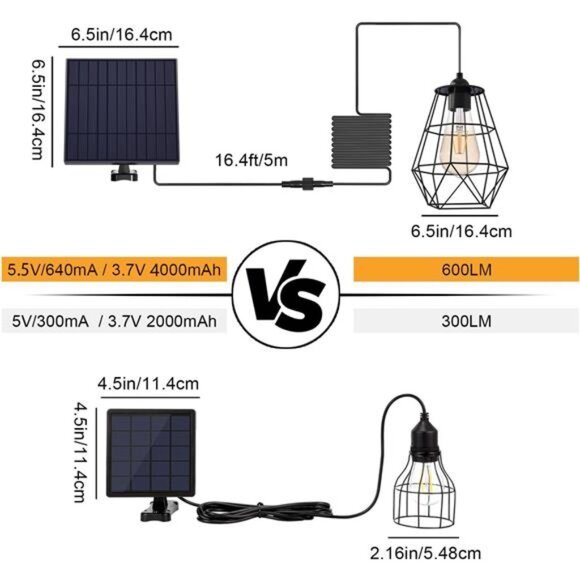 Solar Lights Outdoor Dusk to Dawn Pendant Light 9.8FT Extension Cable Solar Bulb - Picture 6 of 7